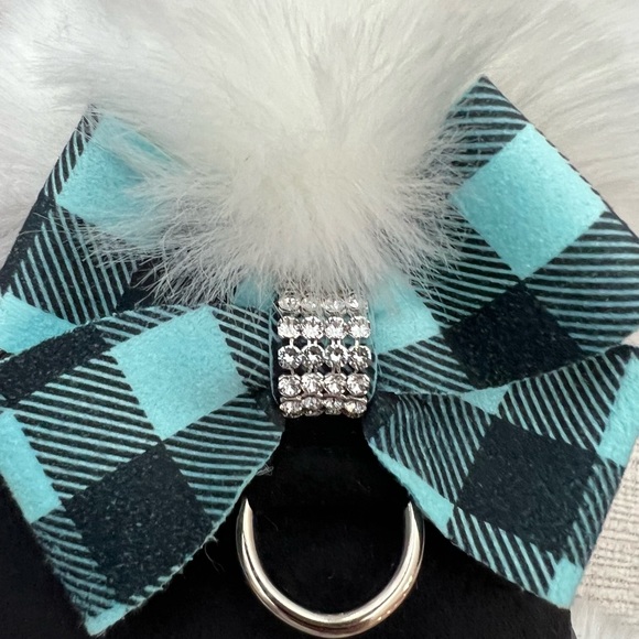 Susan Lanci Faux Fur Lining with Blue Nouveau Bow (XXS) - Picture 2 of 5